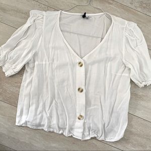 HM | DIVIDED V-Neck Crop Top - White XXS